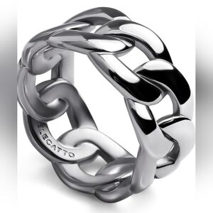 Elegatto Silver Cuban Link Chain Ring Size 10 Gift Box Included